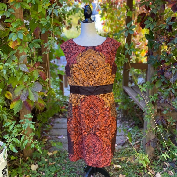 London Times Fitted Fall Dress Size 14 - Picture 2 of 5